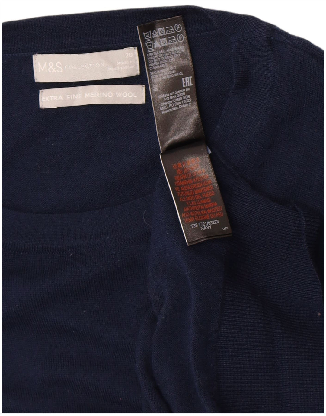 Maglione maglione girocollo da donna Marks & Spencer UK 20 2XL Blu navy