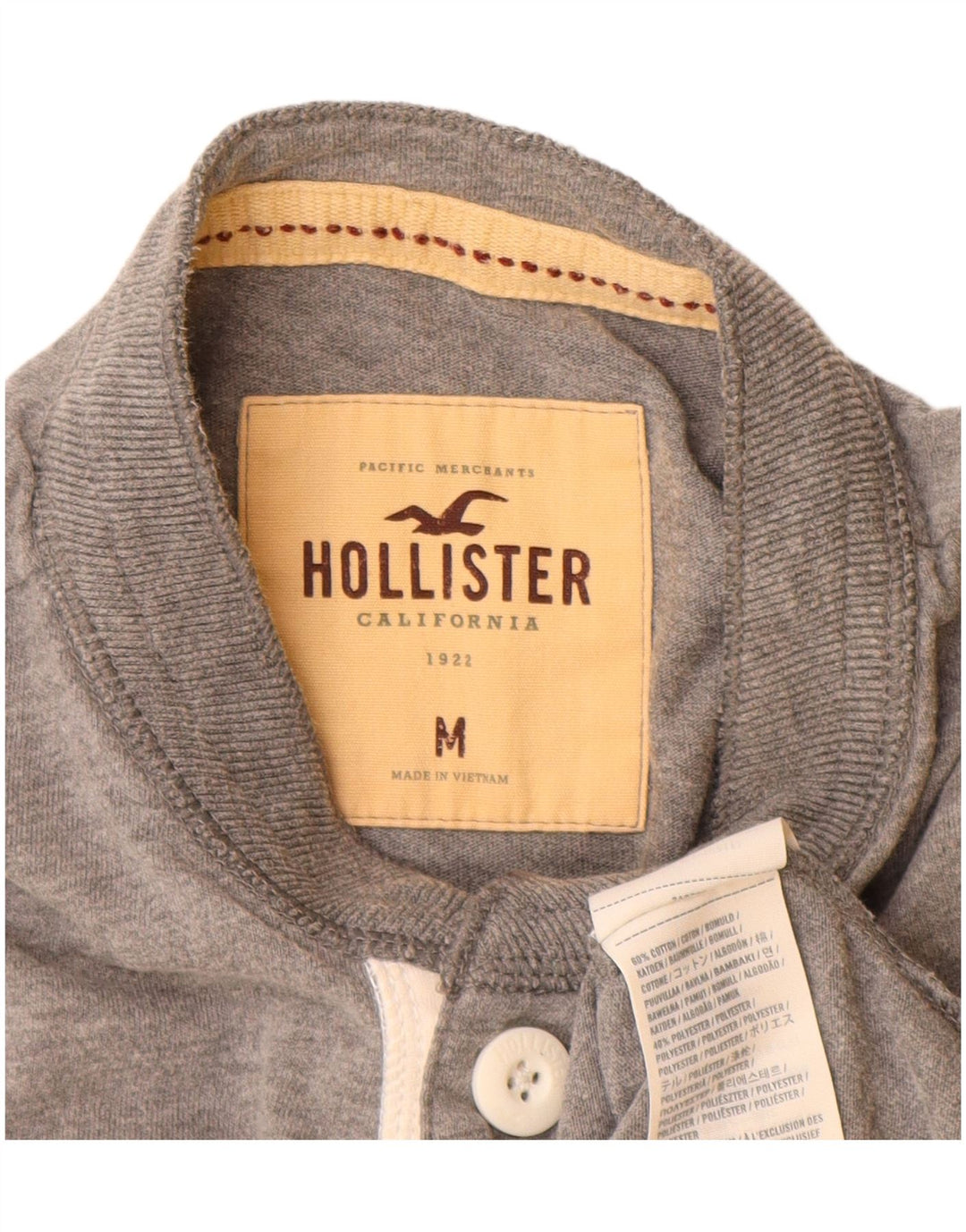 T-shirt Hollister da uomo in cotone grigio medio