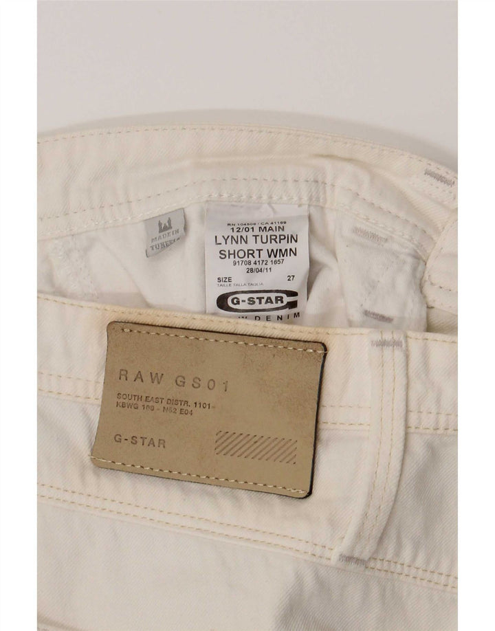 Pantaloncini di jeans da donna G-Star W27 piccoli in cotone bianco