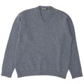Asics Maglione da uomo con scollo a V, maglione grande, in lana d'agnello blu