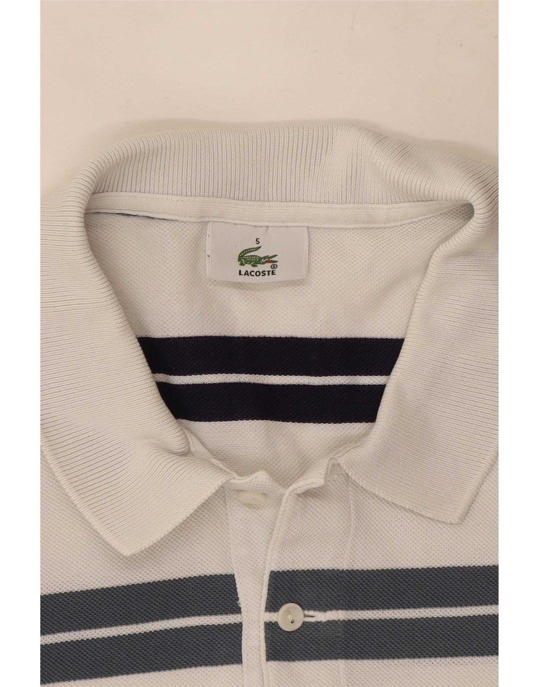 Polo da uomo Lacoste taglia 5 a righe bianche grandi