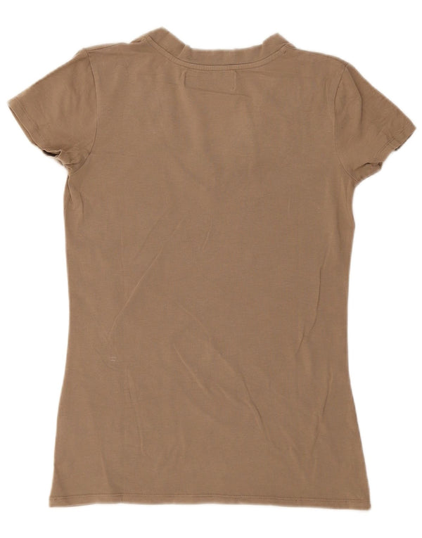 T-shirt Zara da donna Top UK 14 grande in cotone beige