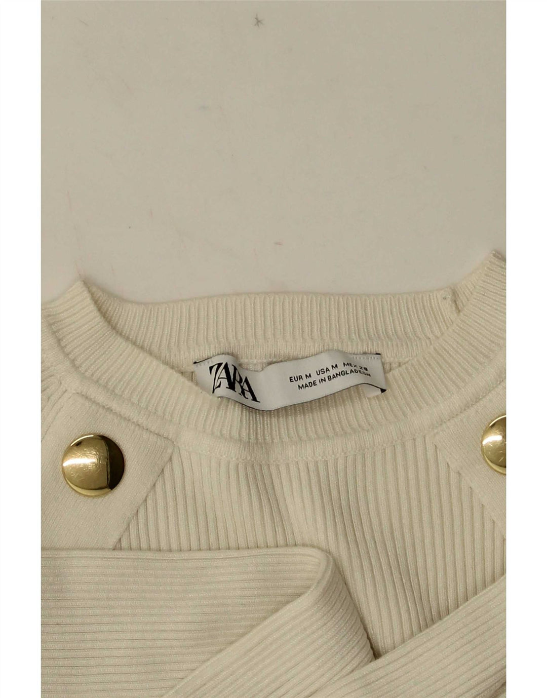 Top corto da donna Zara a maniche lunghe UK 12 bianco medio