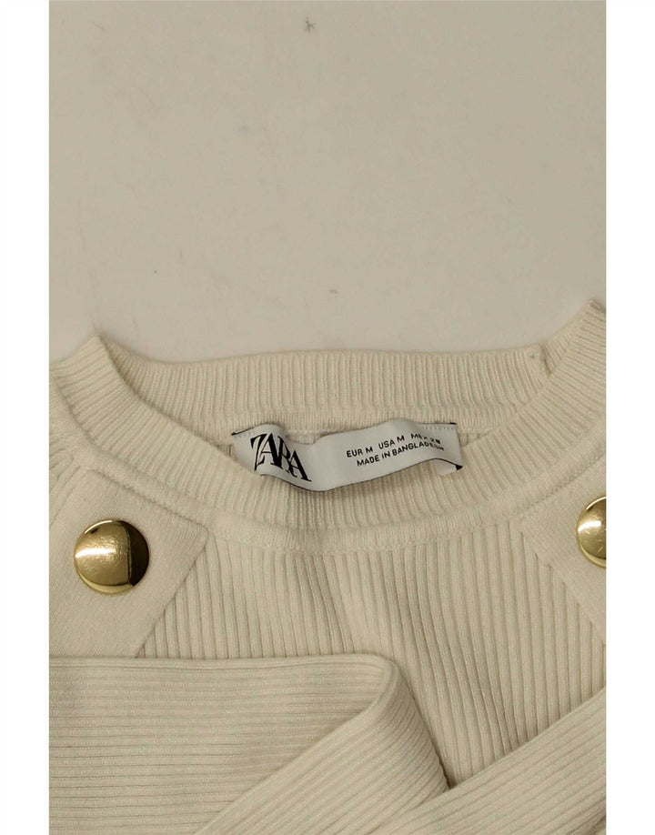 Top corto da donna Zara a maniche lunghe UK 12 bianco medio