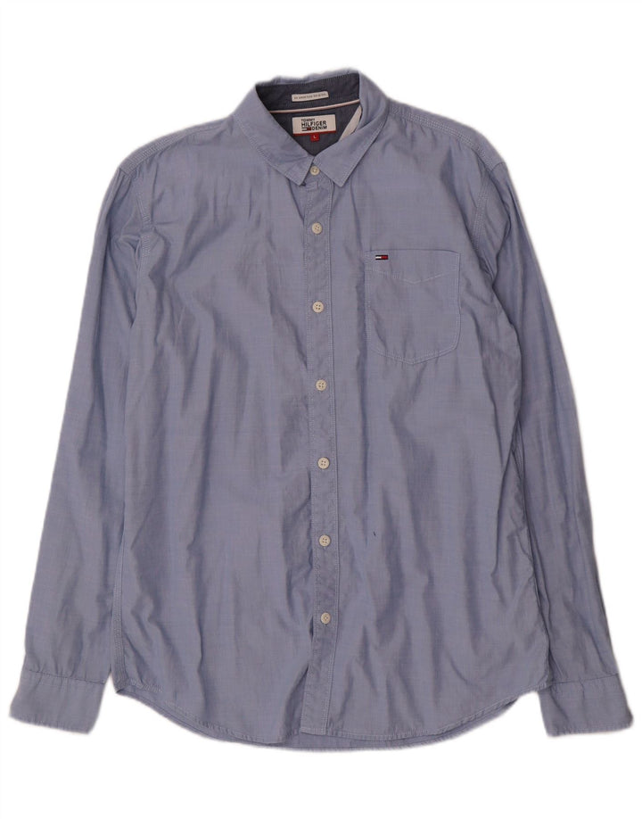 TOMMY HILFIGER Camicia da uomo grande in cotone blu