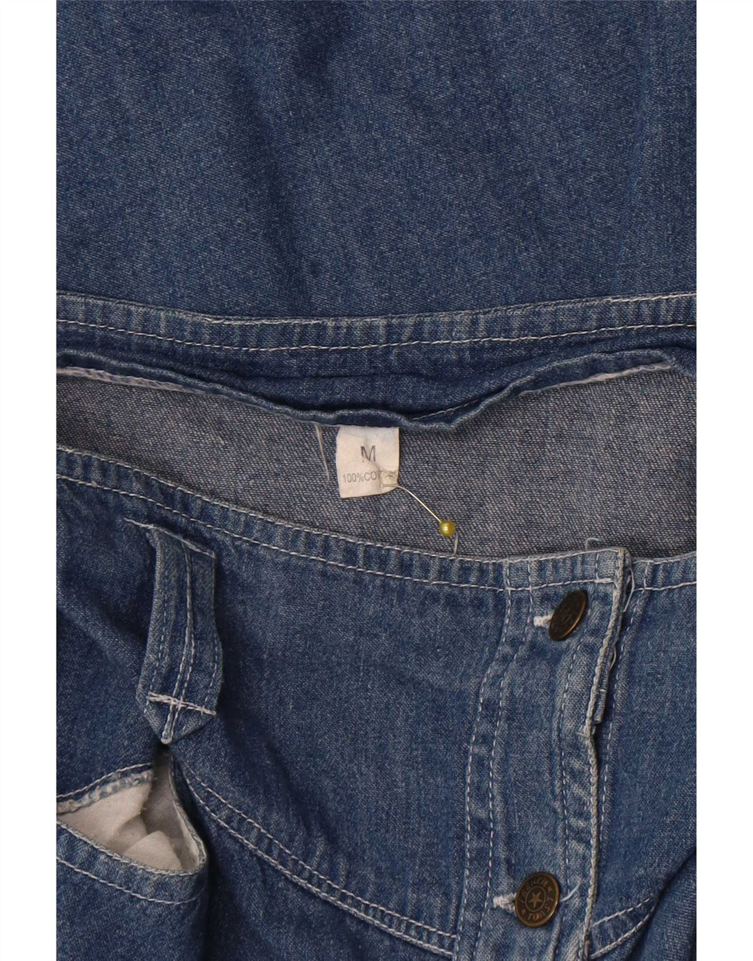 Gonna longuette in denim da donna vintage media W28 in cotone blu