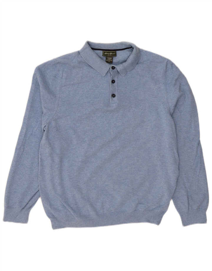 EDDIE BAUER Maglione da uomo con collo alto in cotone blu medio