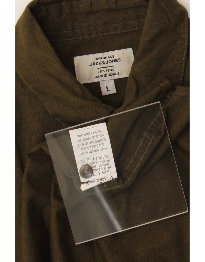 Camicia da uomo Jack & Jones grande in cotone kaki