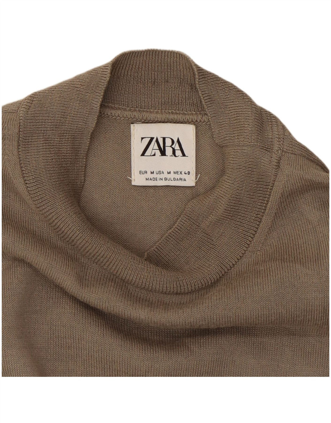 Maglione maglione girocollo da donna Zara UK 14 Marrone medio
