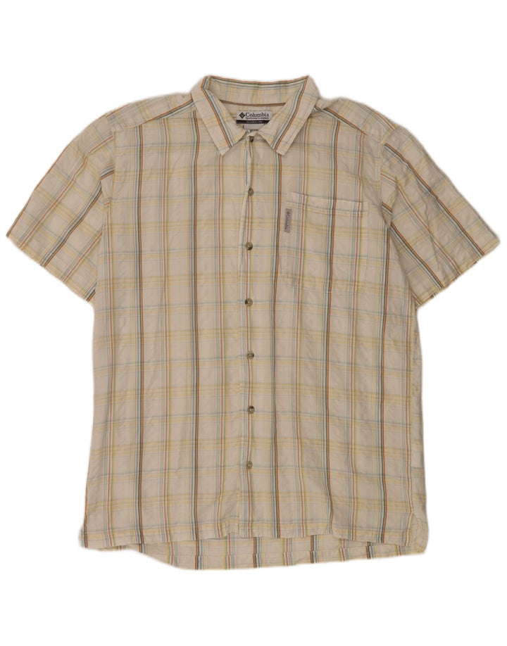 Camicia a maniche corte da uomo Columbia in cotone a quadri bianchi grandi
