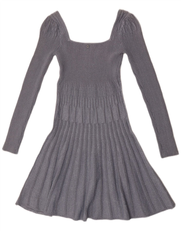 Abito maglione a maniche lunghe da donna Guess UK 12 Rayon grigio medio