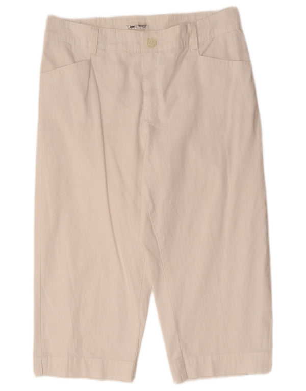 Pantaloni Capri affusolati da donna Lee US 12 Large W34 L19 Cotone bianco