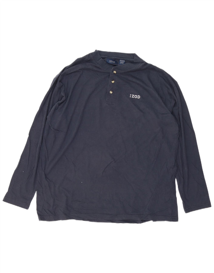 Top IZOD da uomo a manica lunga grande in cotone blu navy