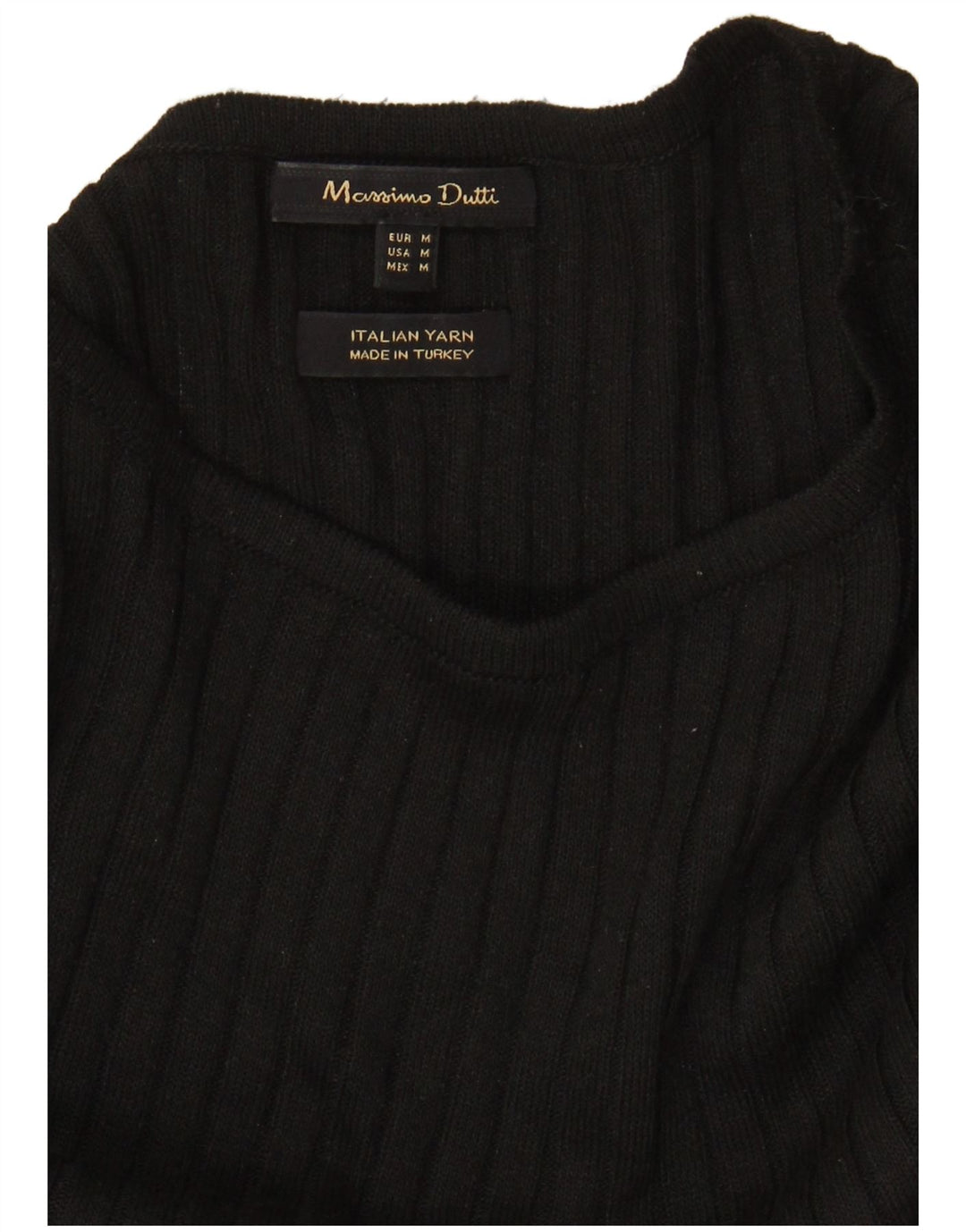 MASSIMO DUTTI Womens Crop Crew Neck Jumper Sweater UK 14 Medium Black