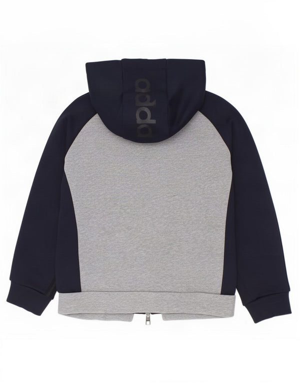 Maglione con cappuccio e zip Adidas per ragazzi 5-6 anni in cotone color block grigio