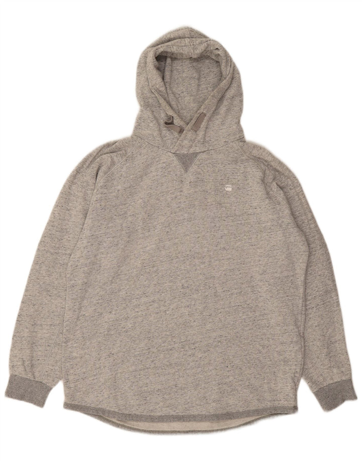 G-STAR Mens Hoodie Jumper Large Grey Flecked Cotton