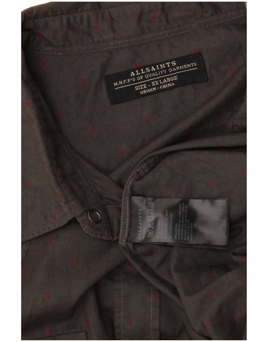 Camicia da uomo All Saints 2XL Cotone maculato grigio