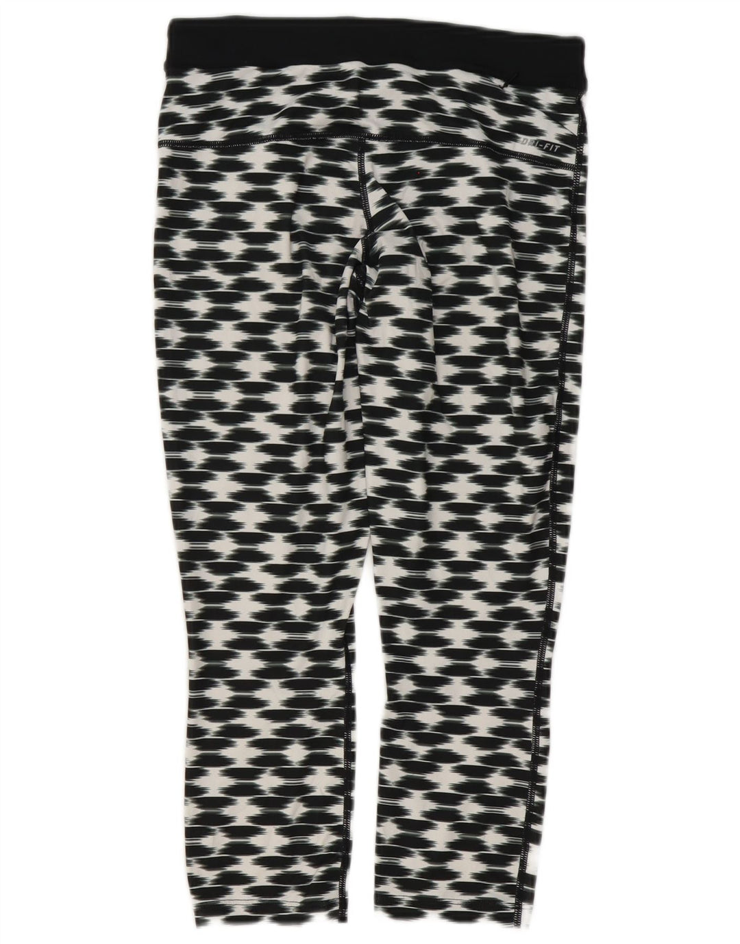 Leggings Nike Dri Fit Capri da donna UK 10 piccoli neri geometrici