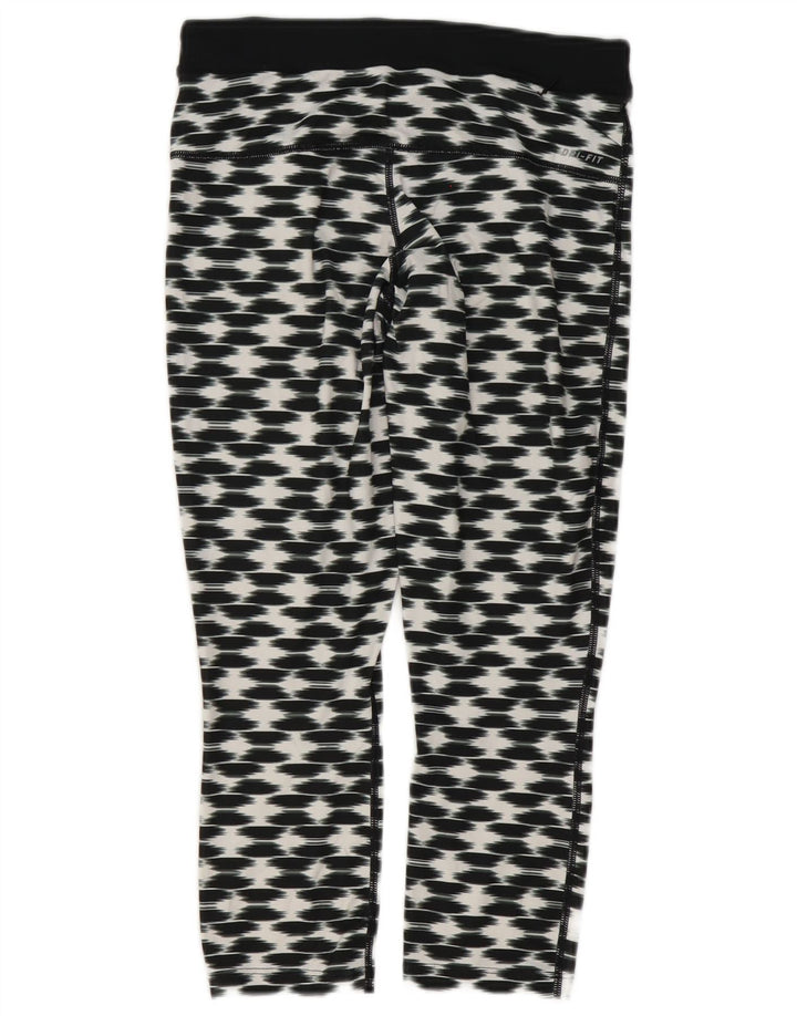 Leggings Nike Dri Fit Capri da donna UK 10 piccoli neri geometrici