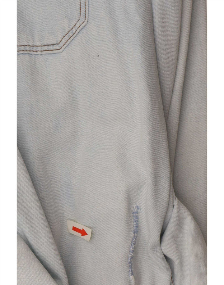 Camicia di jeans da uomo uniforme grande blu