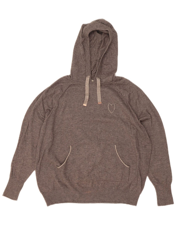 Maglione con cappuccio da donna Oasis UK 14 Viscosa screziata grigio medio