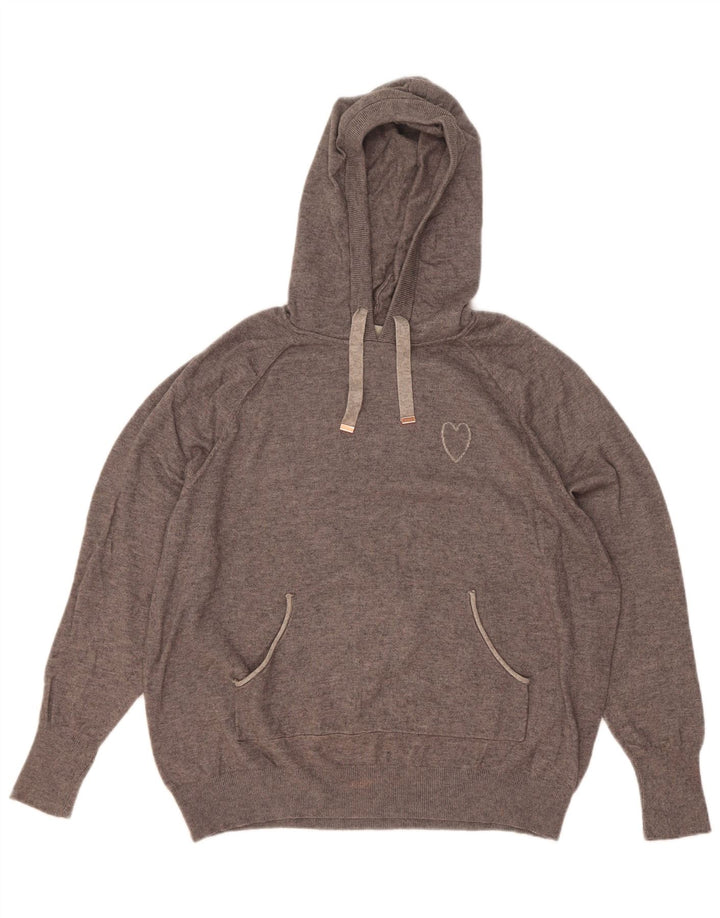 Maglione con cappuccio da donna Oasis UK 14 Viscosa screziata grigio medio