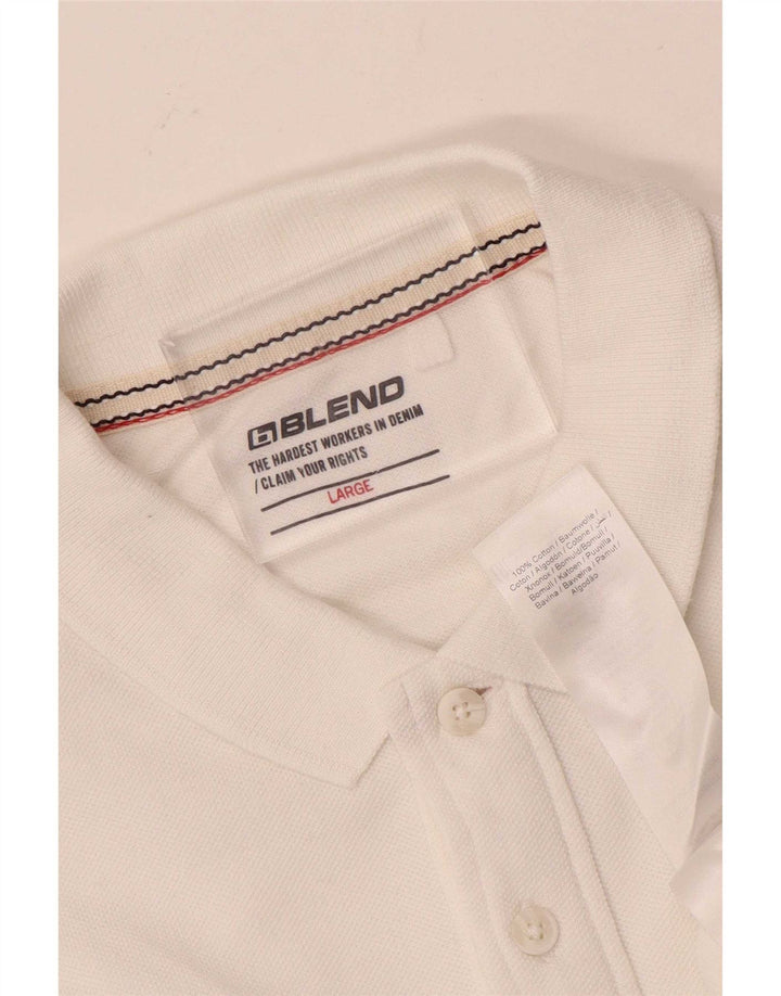Polo da uomo in misto cotone a righe grandi bianche