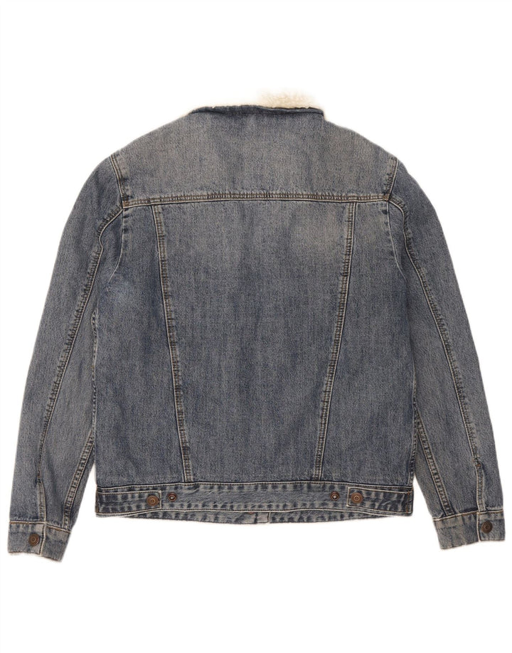 Giacca in denim Sherpa da donna Topshop UK 8 piccolo cotone blu
