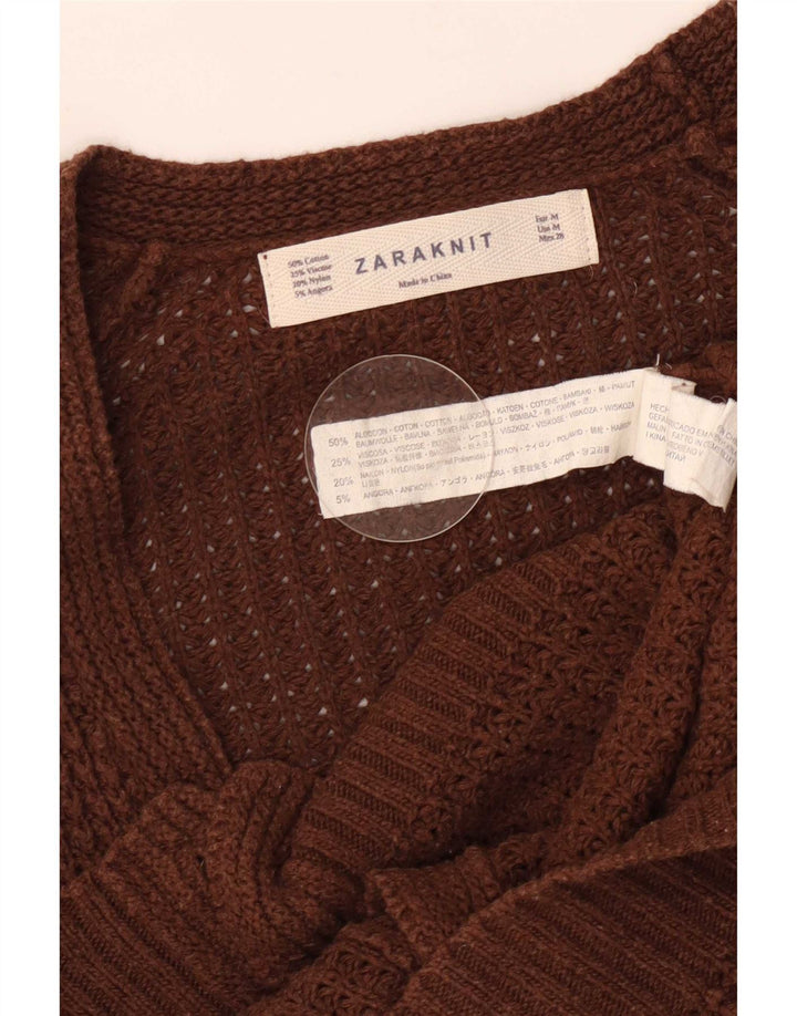 Maglione cardigan da donna Zara UK 12 cotone marrone medio
