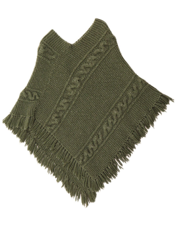 Maglione poncho vintage da donna UK 12 verde medio
