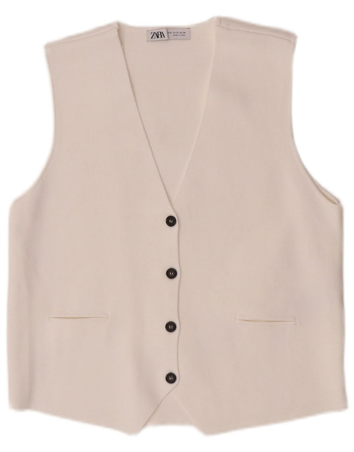 Gilet Zara da donna UK 18 XL viscosa bianca