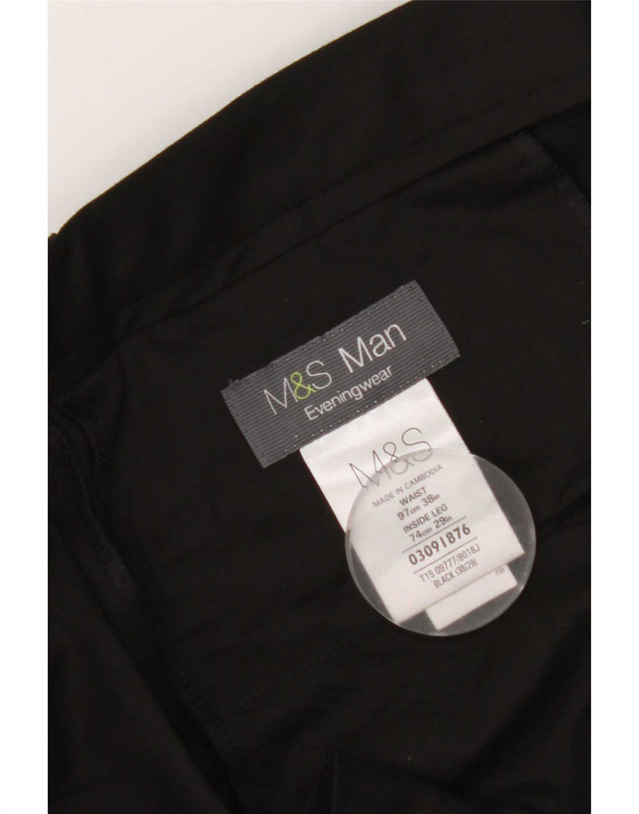 Pantaloni da abito dritti da uomo Marks & Spencer W38 L29 poliestere nero
