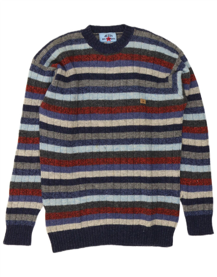 Maglione maglione girocollo da uomo Les Copains IT 46 piccolo a righe multicolore