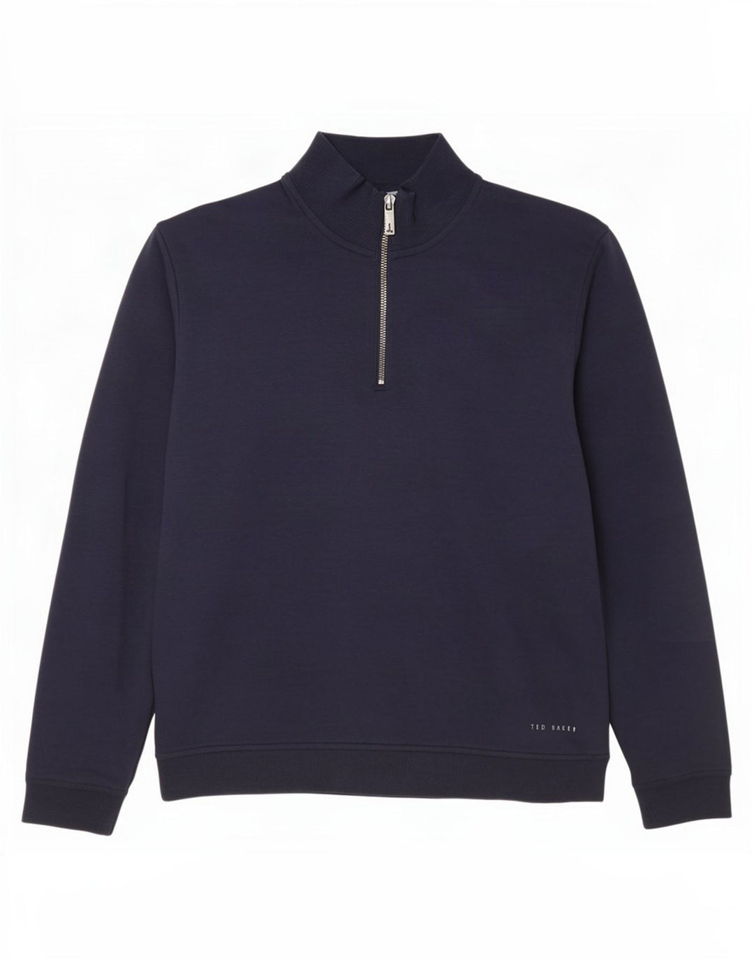 Felpa da uomo con collo con zip Ted Baker, taglia 3, cotone medio blu navy