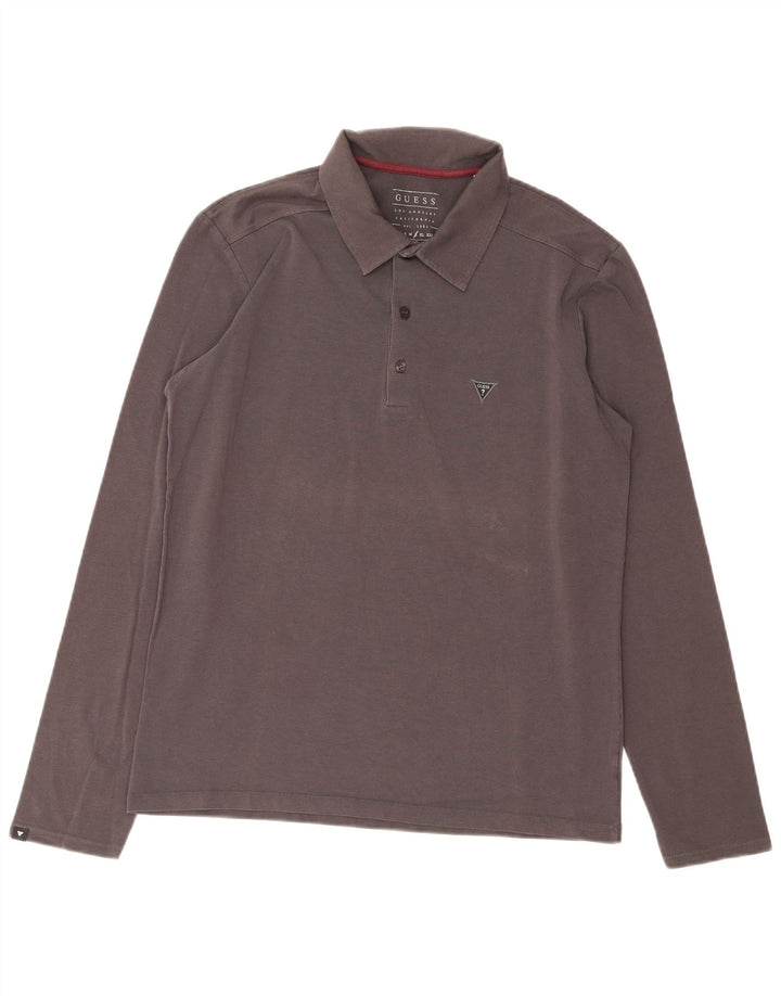 Polo Guess da uomo a maniche lunghe extra slim fit grande grigia