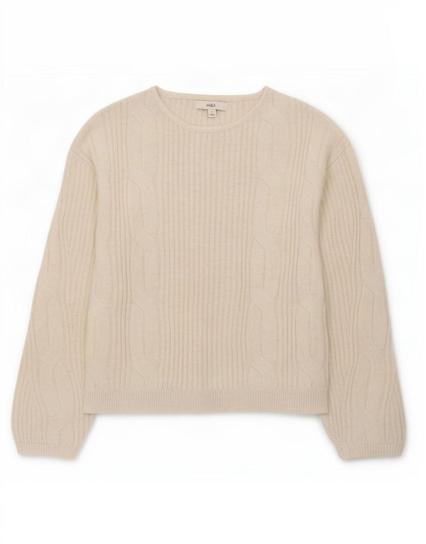 Maglione maglione con scollo a barca da donna Marks & Spencer UK 10 piccolo bianco sporco