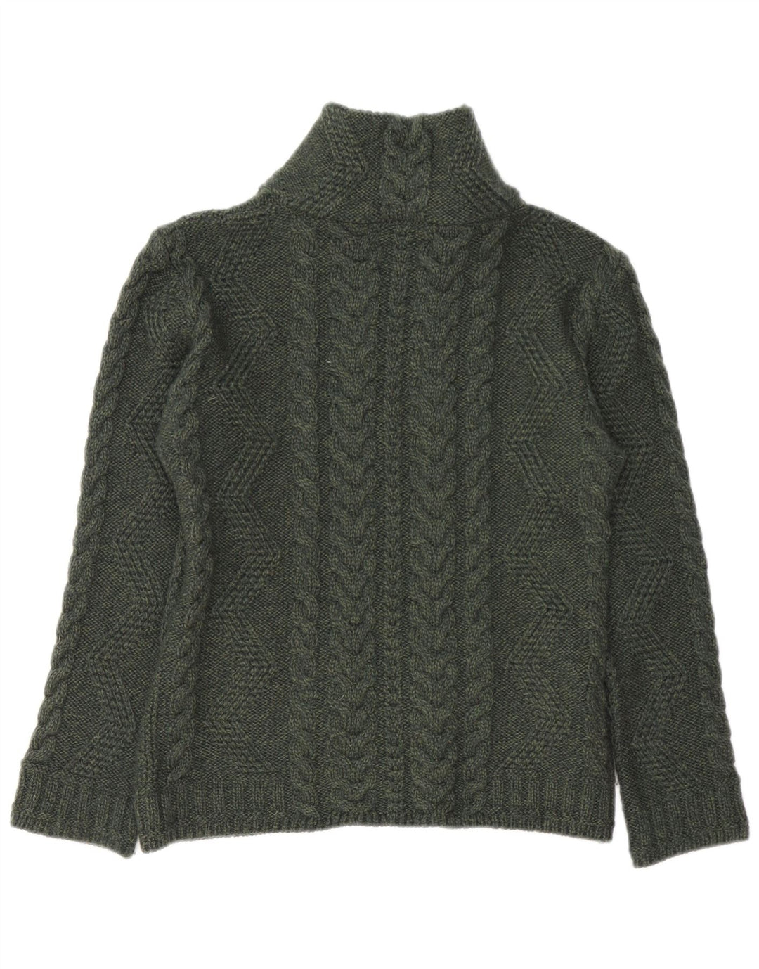 Maglione cardigan da donna BOSTON IRISH UK 10 piccolo verde lana merino