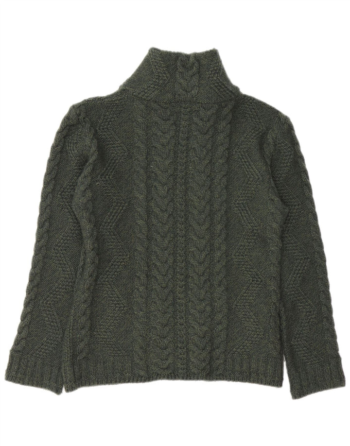 Maglione cardigan da donna BOSTON IRISH UK 10 piccolo verde lana merino