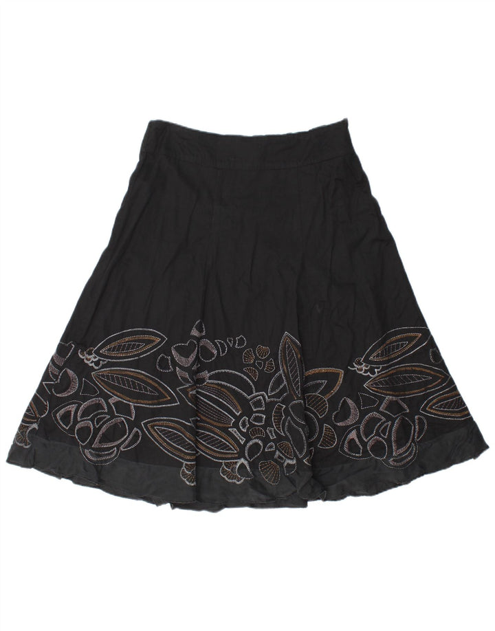 MONSOON Gonna a trapezio da donna con motivo astratto UK 10 piccola W30 cotone nero