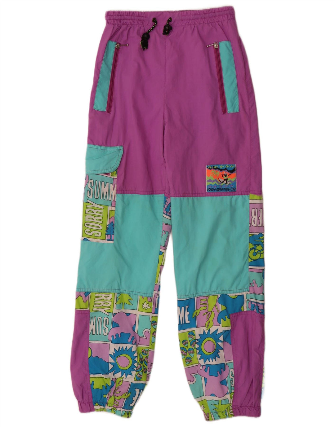 Pantaloni da ginnastica vintage da donna con grafica cargo da jogging IT 44 viola medio