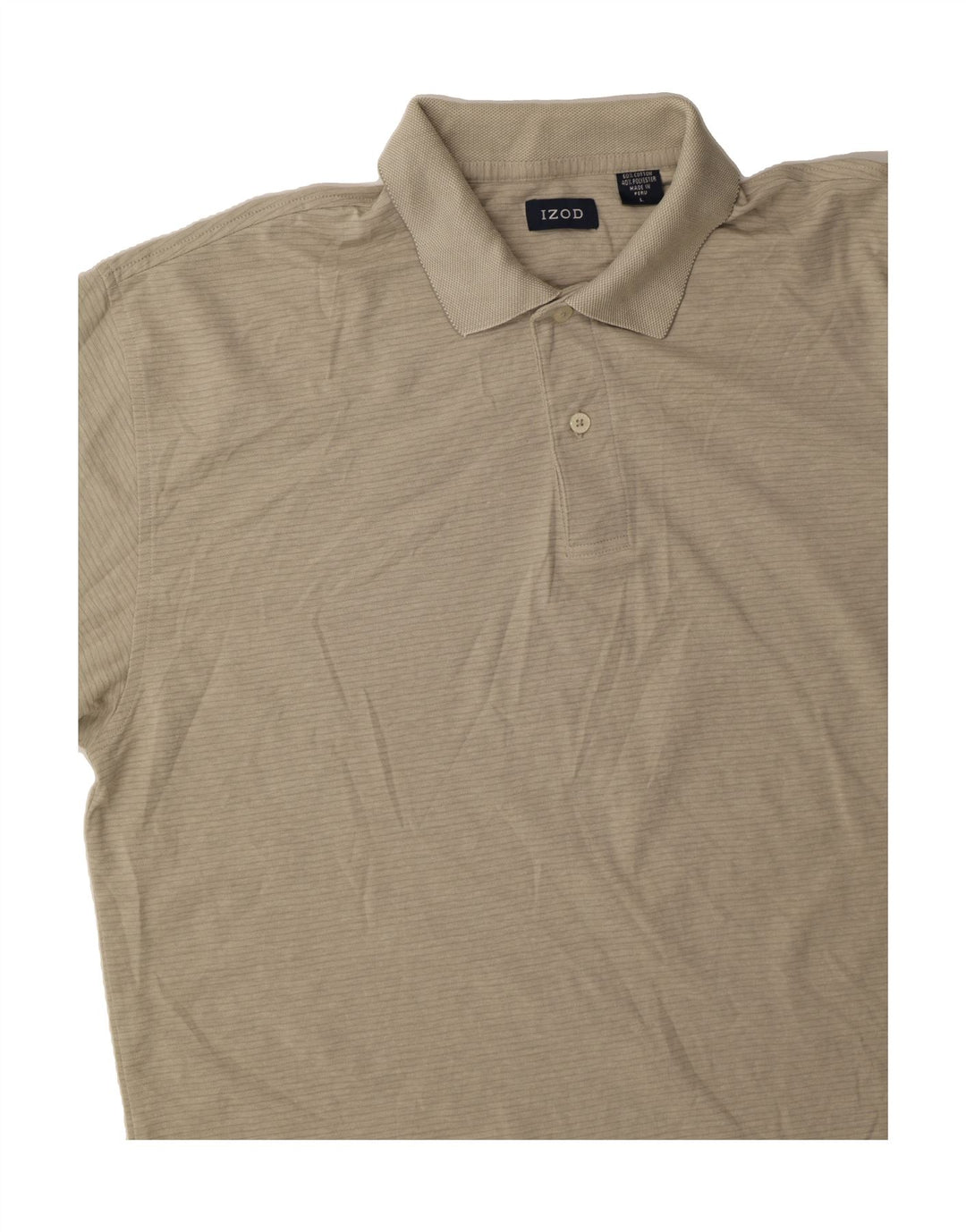 IZOD Mens Polo Shirt Large Beige Pinstripe Cotton Vintage Izod and Second-Hand Izod from Messina Hembry 