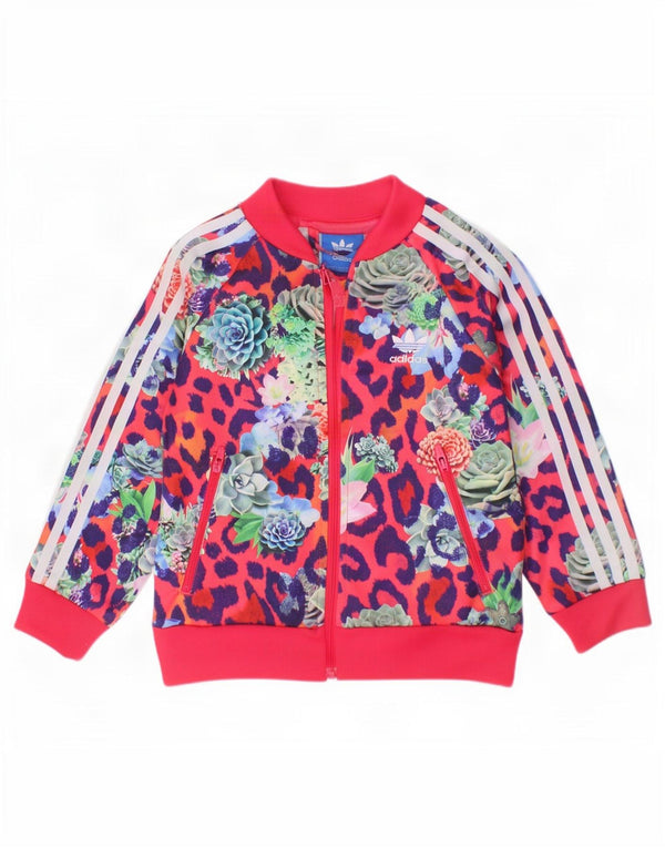 Giacca da tuta grafica Adidas da bambina 18-24 mesi rosa floreale