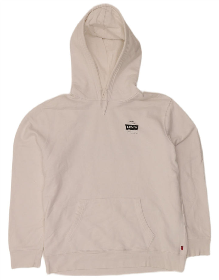 Maglione con cappuccio grafico da uomo LEVI'S grande in cotone bianco