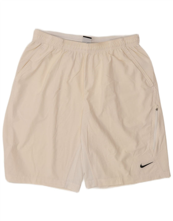 Pantaloncini sportivi Nike da uomo Dri Fit grandi in poliestere bianco sporco