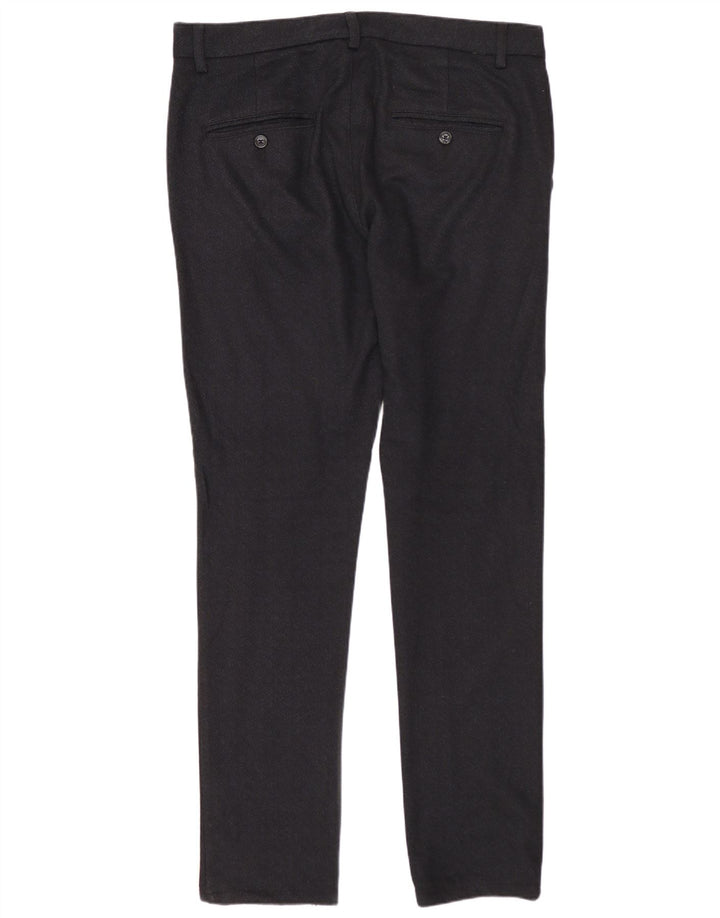 Pantaloni chino slim da uomo ZARA EU 42 Large W32 L32 poliestere blu navy