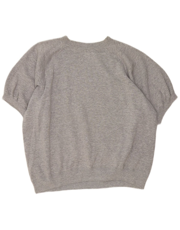 Felpa Champion da uomo con grafica a maniche corte, maglione XL, cotone chiazzato grigio