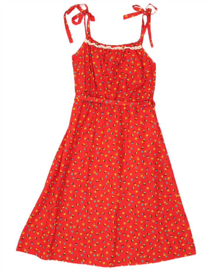 Abito sottoveste vintage da donna con motivo astratto IT 44 rosso medio