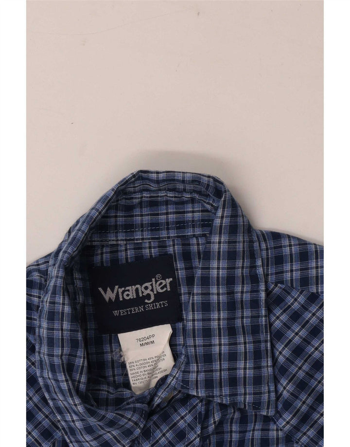 Camicia a maniche corte da uomo Wrangler in cotone a quadri blu navy medio