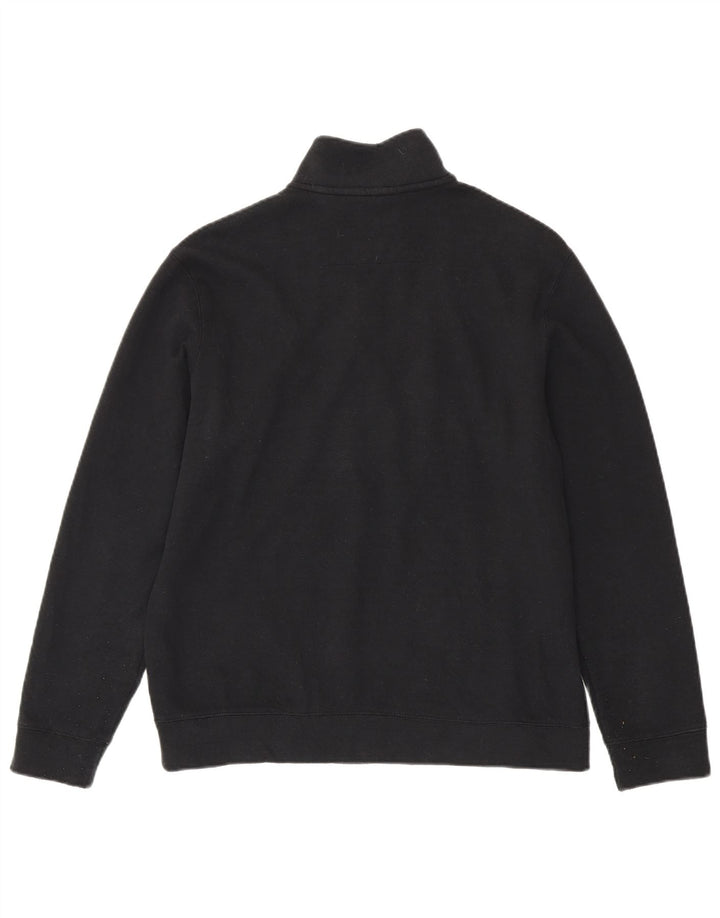 Chaps Donna Felpa con Collo con Zip Maglione UK 16 Grande Cotone Nero
