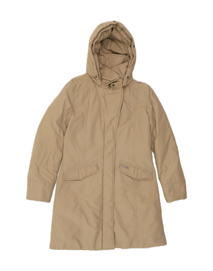 WOOLRICH Womens Hooded Padded Jacket UK 10 Small Beige Polyester Vintage Woolrich and Second-Hand Woolrich from Messina Hembry 